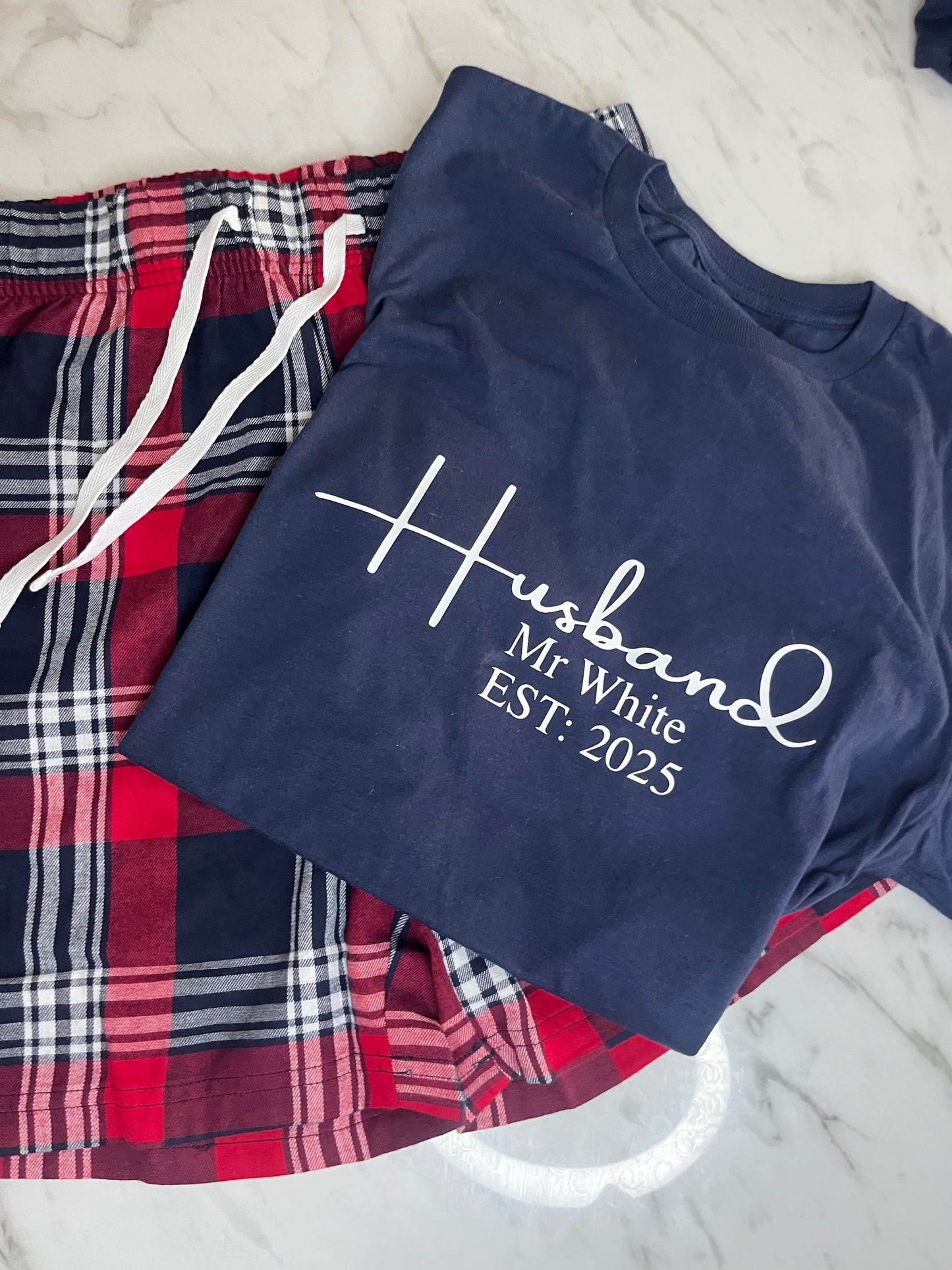 HUBBY WIFEY PJS Matching Tartan Family Christmas Pyjamas Sets/ Christmas pjs / family christmas pjs / baby christmas pjs