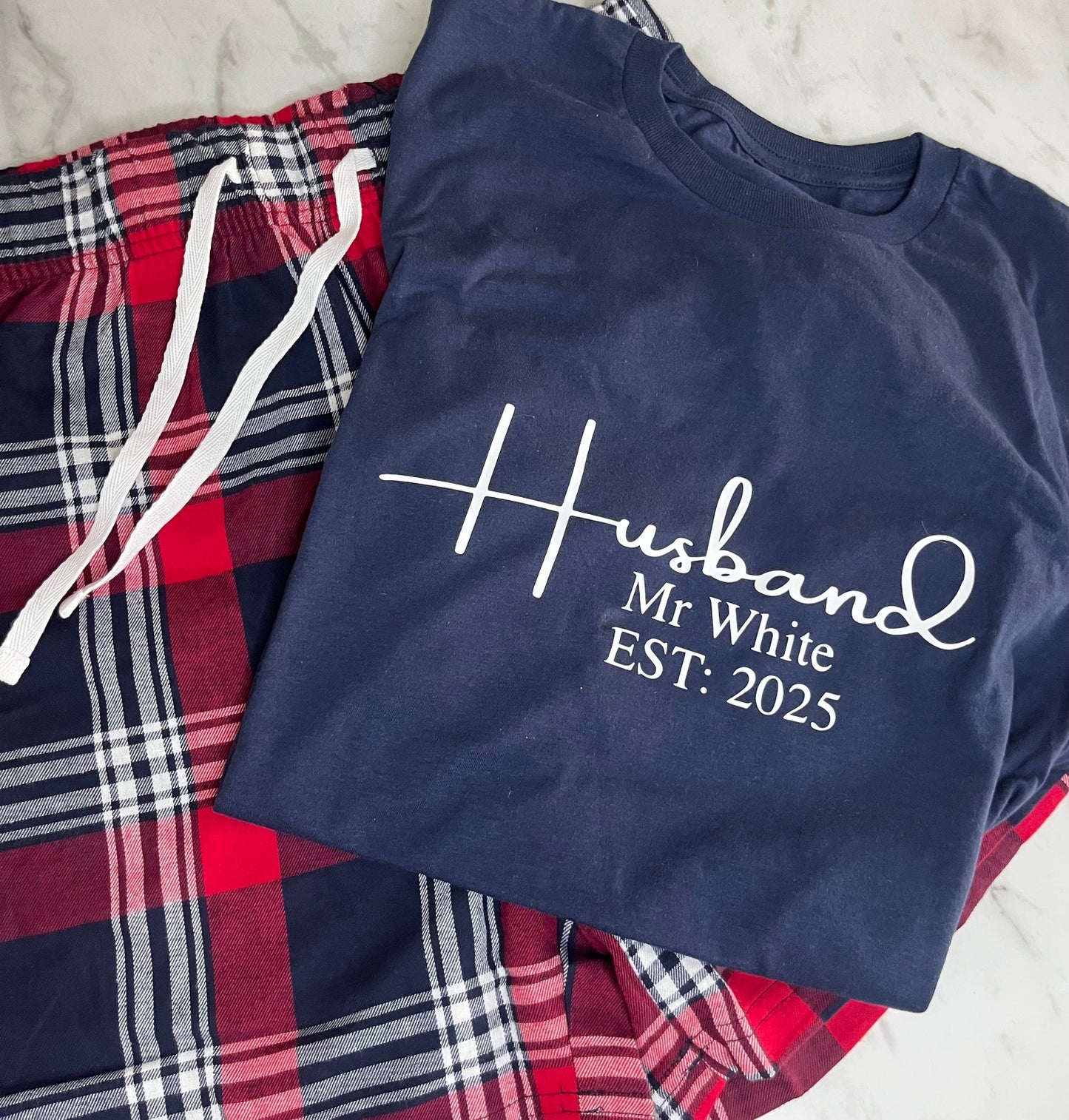 HUBBY WIFEY PJS Matching Tartan Family Christmas Pyjamas Sets/ Christmas pjs / family christmas pjs / baby christmas pjs