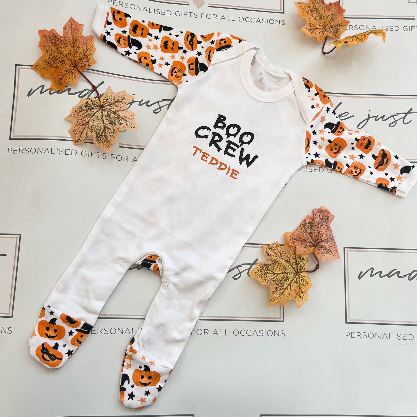 Personalised Halloween ROMPER - Pumpkin Patch Pyjamas - Pumpkin Pyjamas - Personalised Pumpkin - Kids Pyjamas