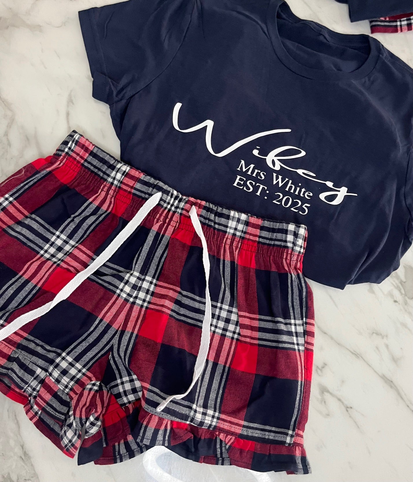 HUBBY WIFEY PJS Matching Tartan Family Christmas Pyjamas Sets/ Christmas pjs / family christmas pjs / baby christmas pjs