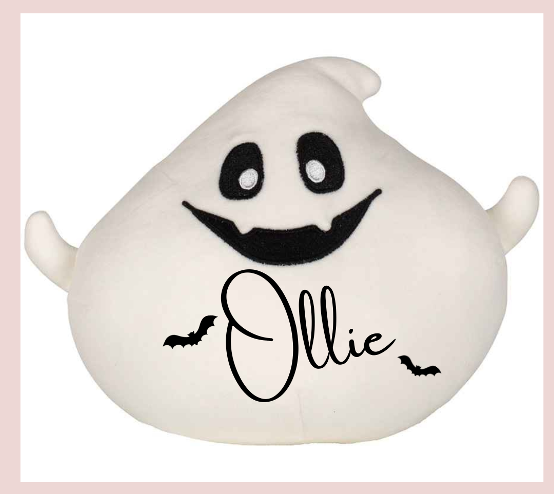Personalised Halloween Squidgy's, pumpkin Teddy, ghost Soft Toy, personalised Teddy, Custom Cuddly Toy, Baby Stocking Fillers