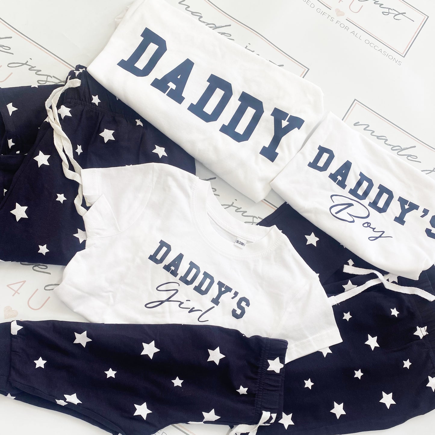 Daddy, Daughter & Son Pyjamas,| Daddy matching pjs, Personalised Family Pyjamas ALL SIZES | Sleepover Goals matching pjs Daddy Daughter pjs