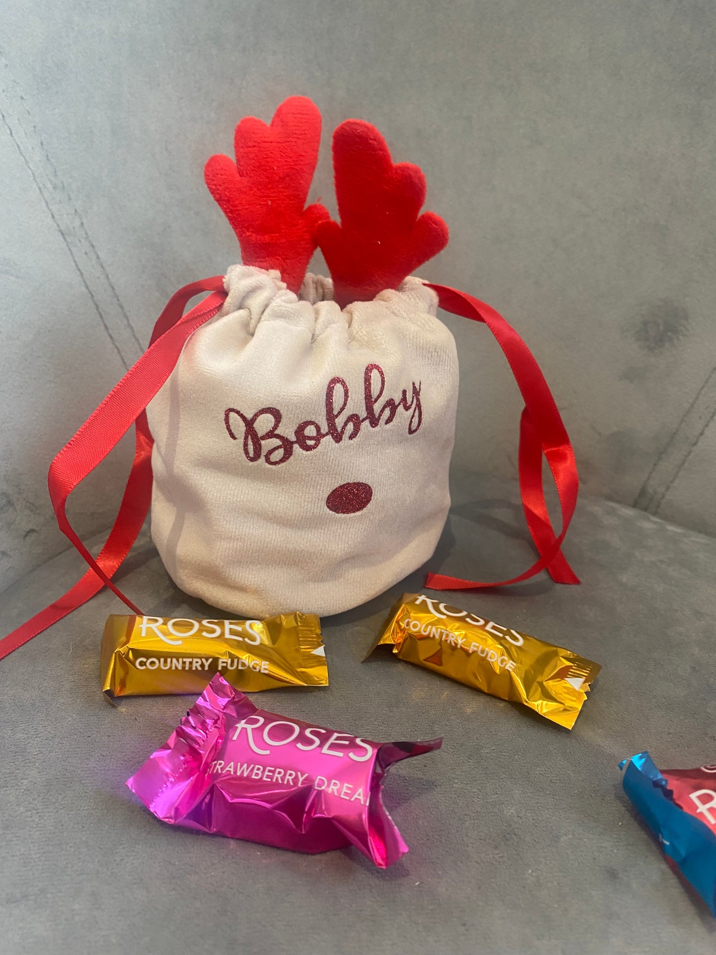 Personalised Reindeer bag, Christmas gifts, Christmas gifts for kids, Christmas eve box filler, Christmas eve box, reindeer pouch, reindeer
