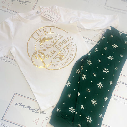 Polar Express Christmas pjs Personalised with Christmas at the ... Family Pyjamas