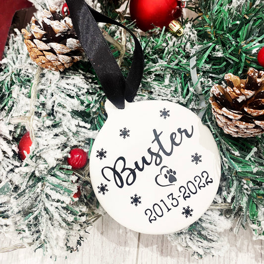 Personalised Dog Ornament - Christmas Decorations - Hanging Ceramic Bauble Decoration 9cm