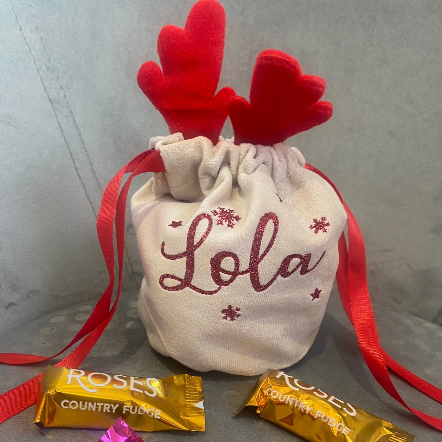 Personalised Reindeer bag, Christmas gifts, Christmas gifts for kids, Christmas eve box filler, Christmas eve box, reindeer pouch, reindeer
