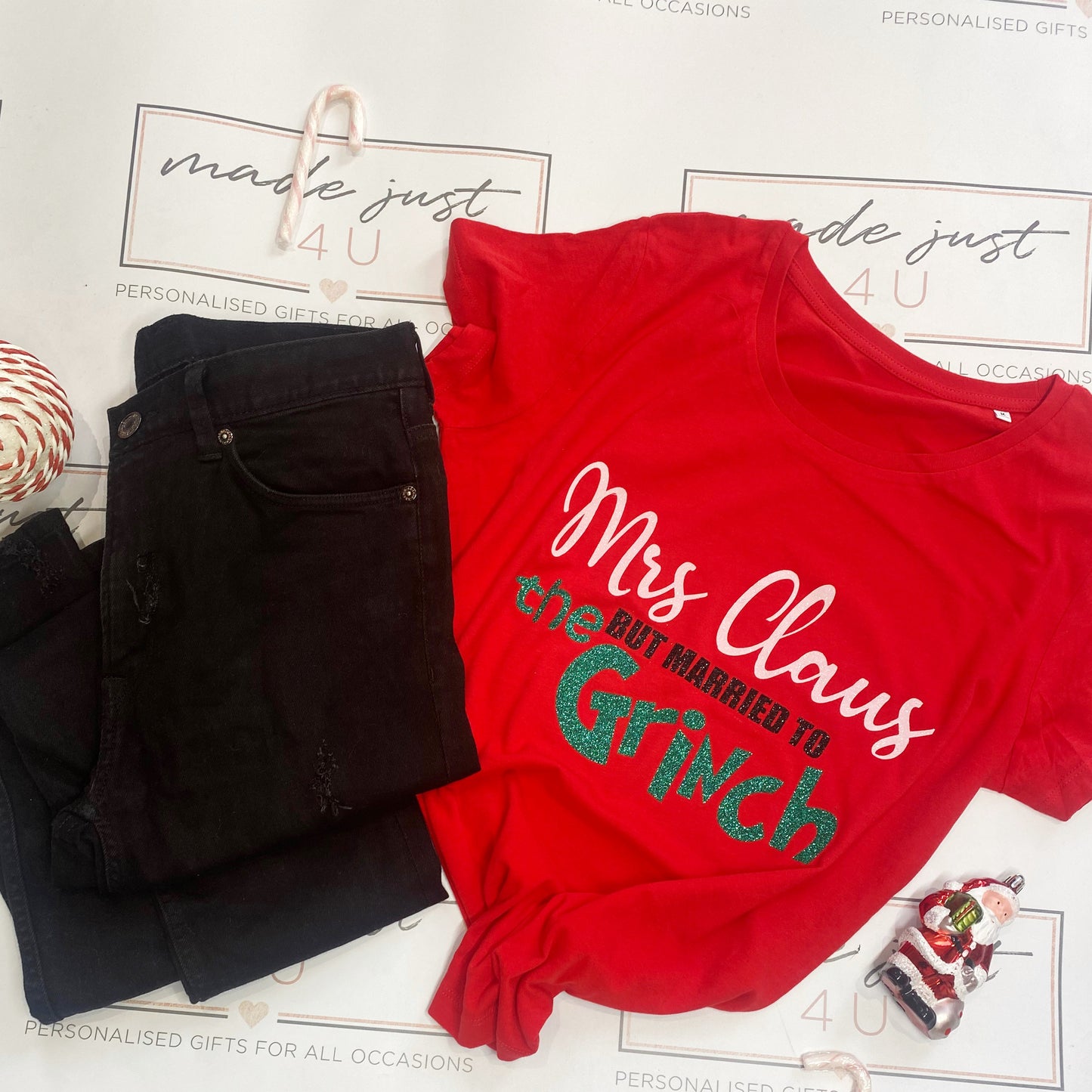 Mrs Claus But Married to the Grinch shirt, Christmas husband T-shirt, Funny Christmas Tee, Husband is a grinch, Couples Tshirts