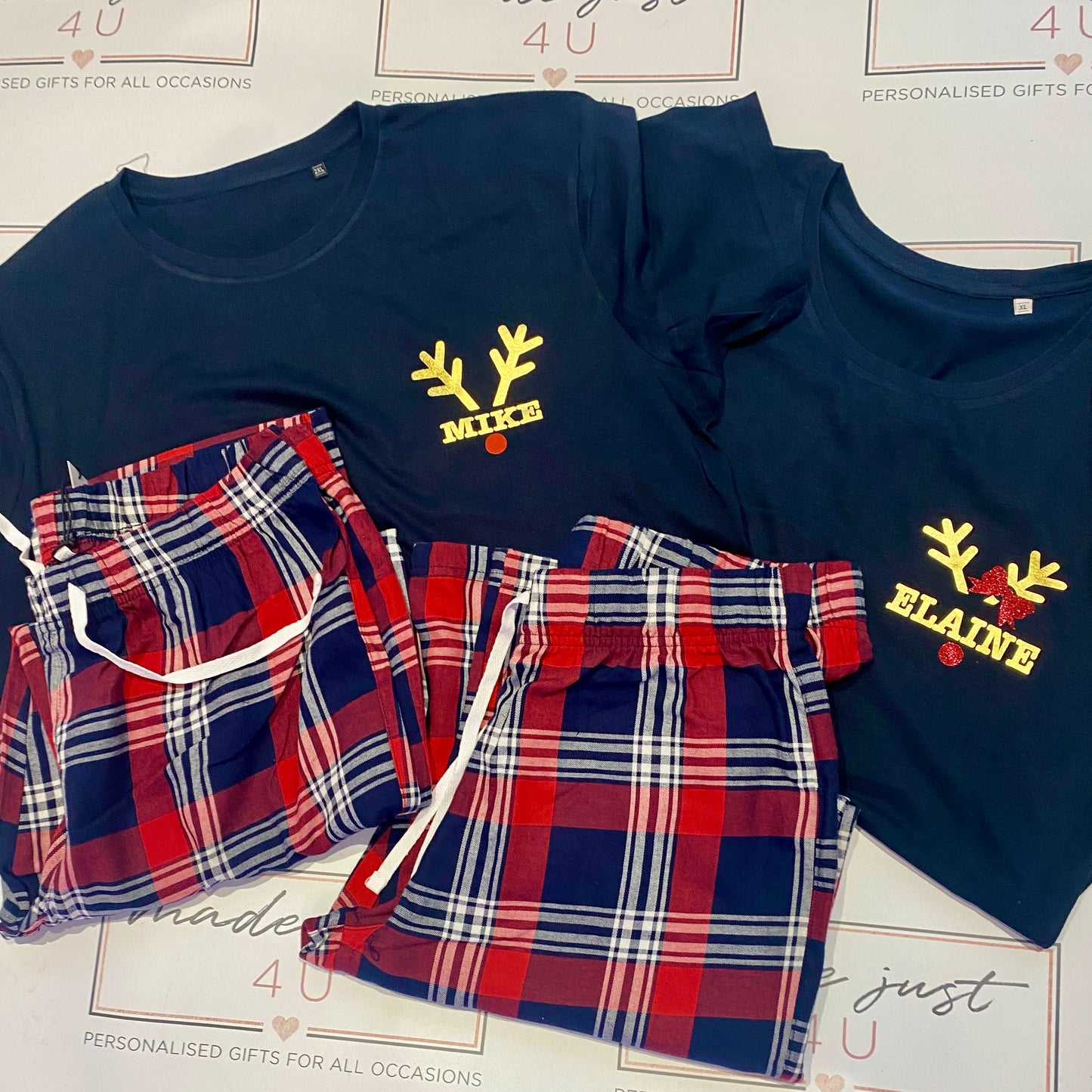 Christmas at the Personalised Matching Tartan Family Christmas Pyjamas Sets/ Christmas pjs / family christmas pjs / baby christmas pjs