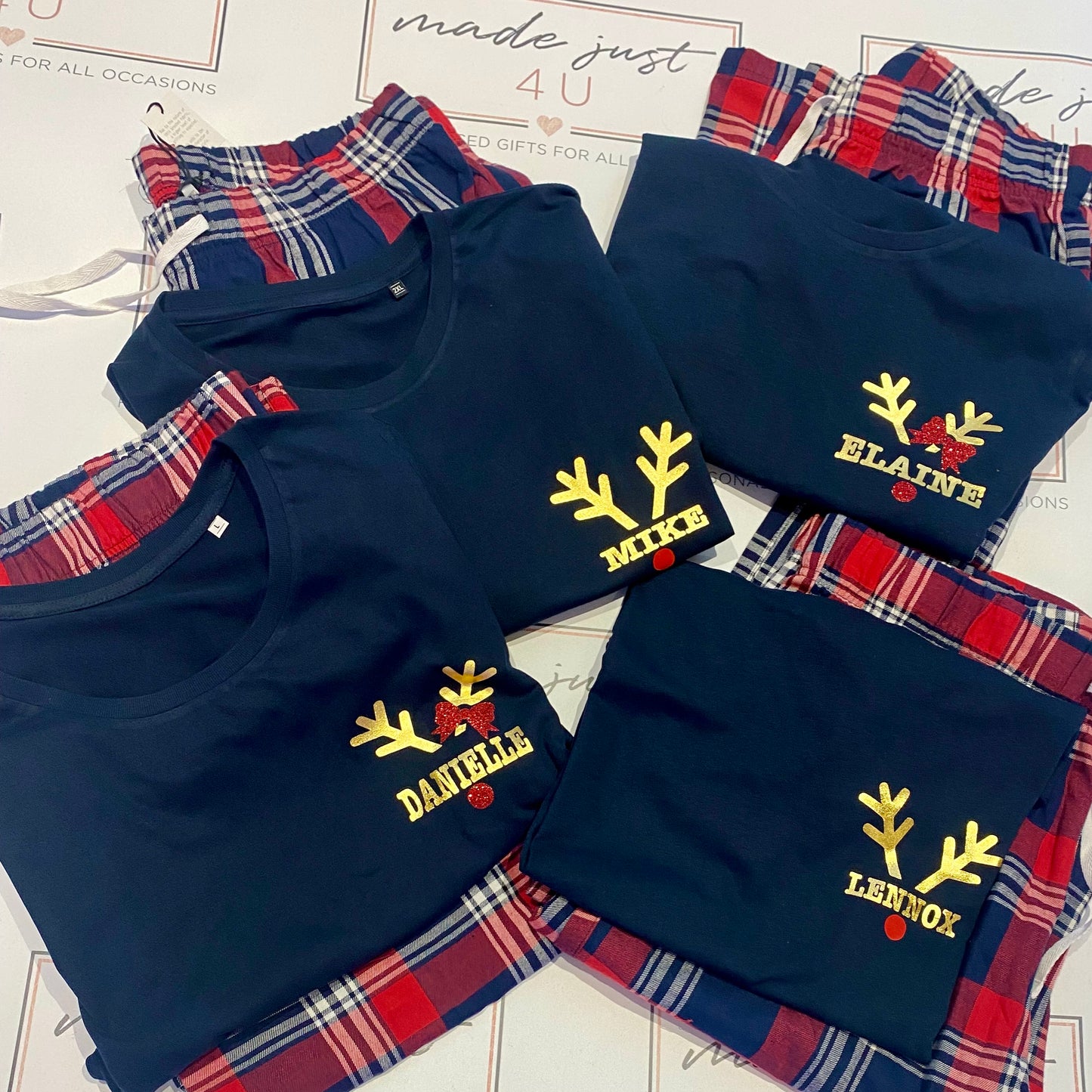 Christmas at the Personalised Matching Tartan Family Christmas Pyjamas Sets/ Christmas pjs / family christmas pjs / baby christmas pjs