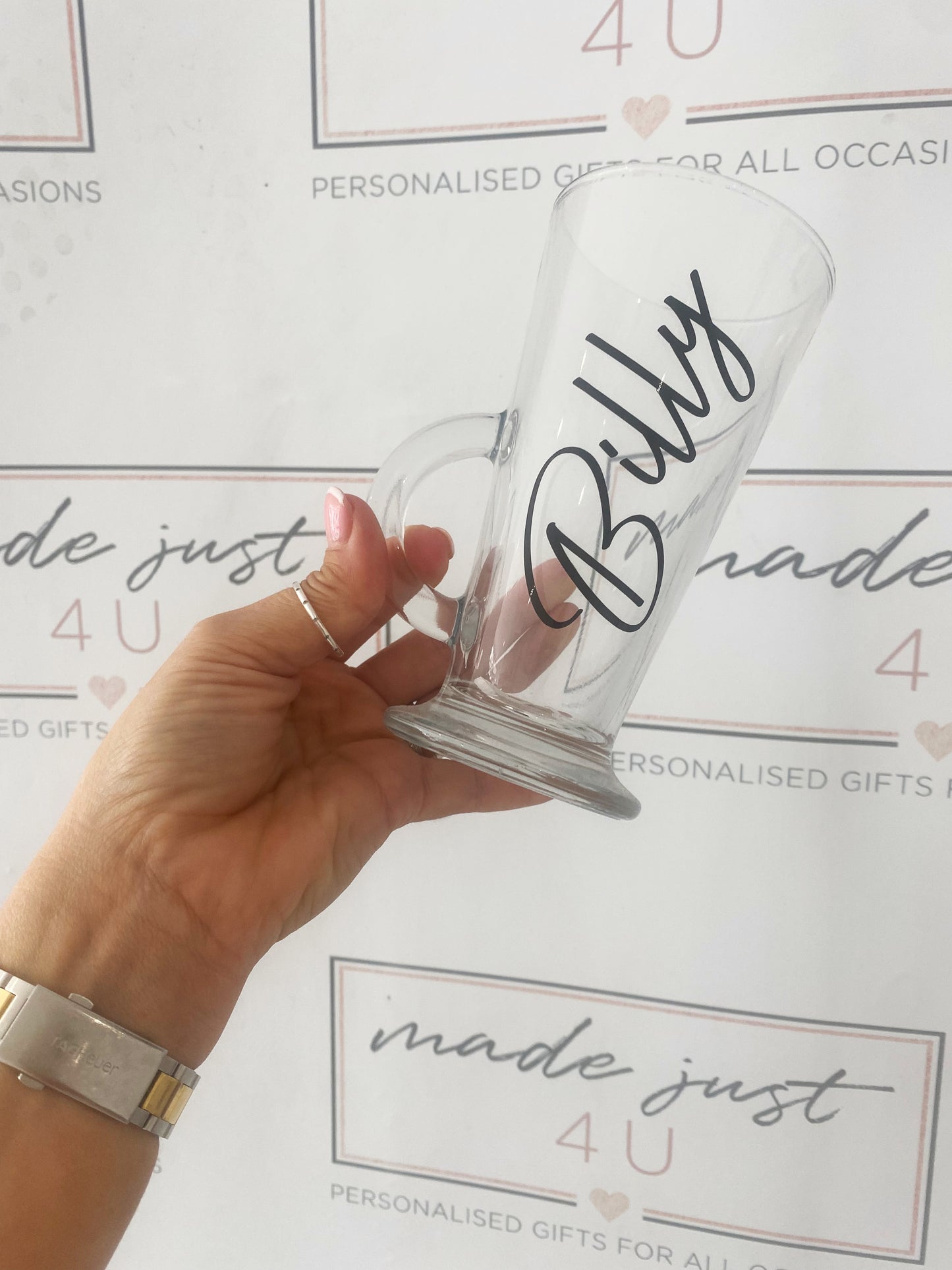 Personalised Latte Mug,  Personalised Latte Glass, Personalised Name, Personalised Gift, Coffee/Latte Glass, Mothers Day gift, Fathers Day gift, teacher gift