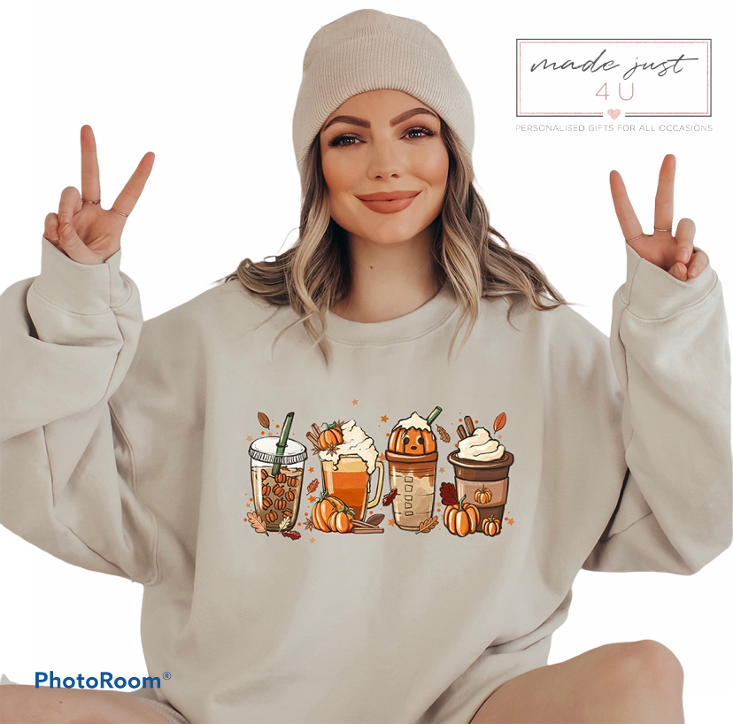 Fall Crewneck Autumn Coffee Jumper Sweatshirt pumpkin spiced latte autumn design