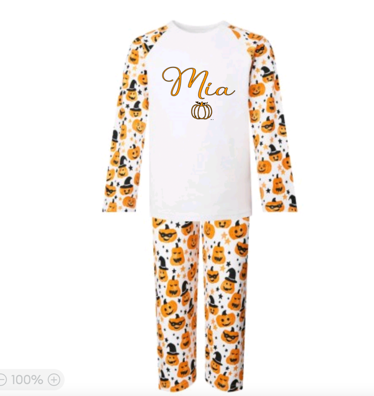 Halloween Pumpkin Print Long Raglan Sleeve Pyjama Set