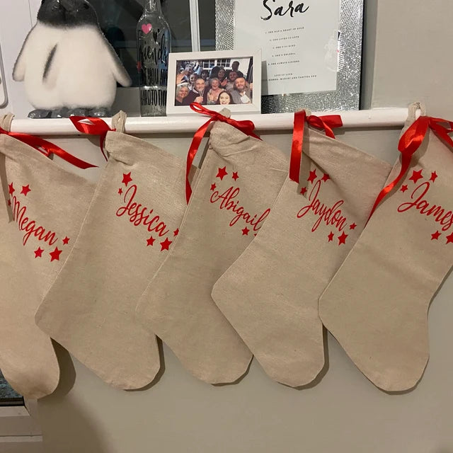 Personalised Christmas stockings with Bow Finish