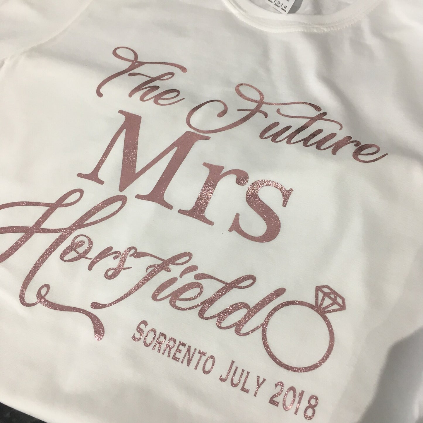The future Mrs, personalised t shirt for the Bride to be.