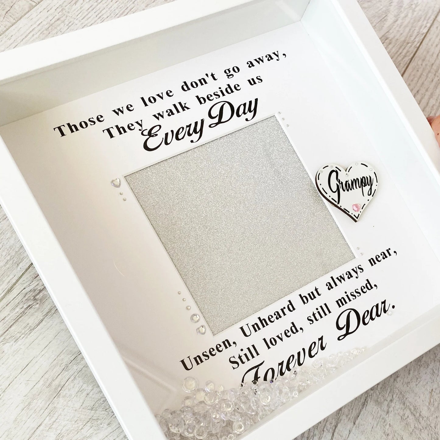 Those we love don't go away they walk beside us everyday - Handmade Box Photo Frame-scrabble frame - Bereavement Gift - Memorial Gift