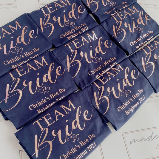 Personalised TEAM BRIDE Hen T-Shirts