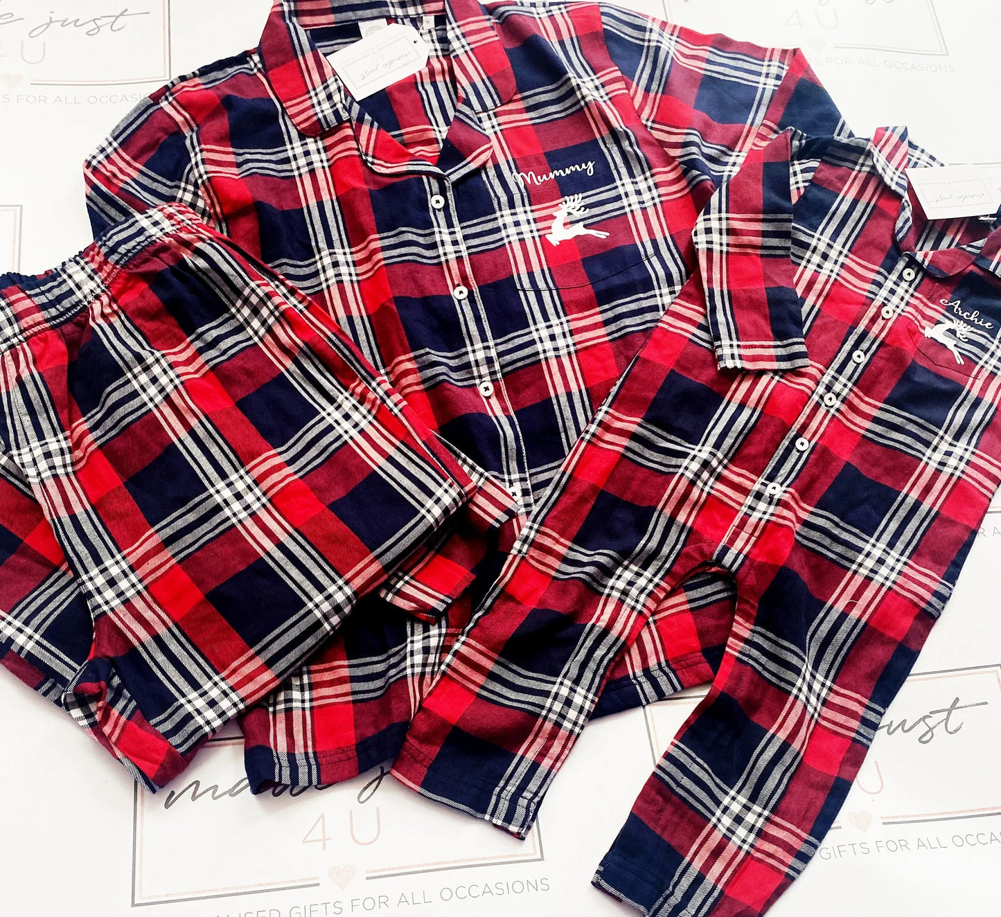 Personalised Matching Tartan Family Christmas Pyjamas Sets/ Christmas pjs / family christmas pjs / baby christmas pjs