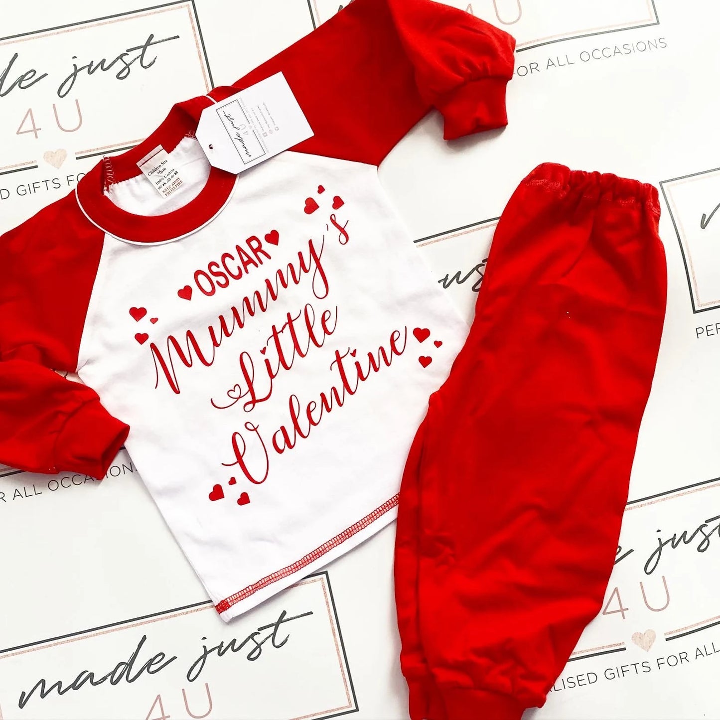 Personalised Name Valentines Pyjamas