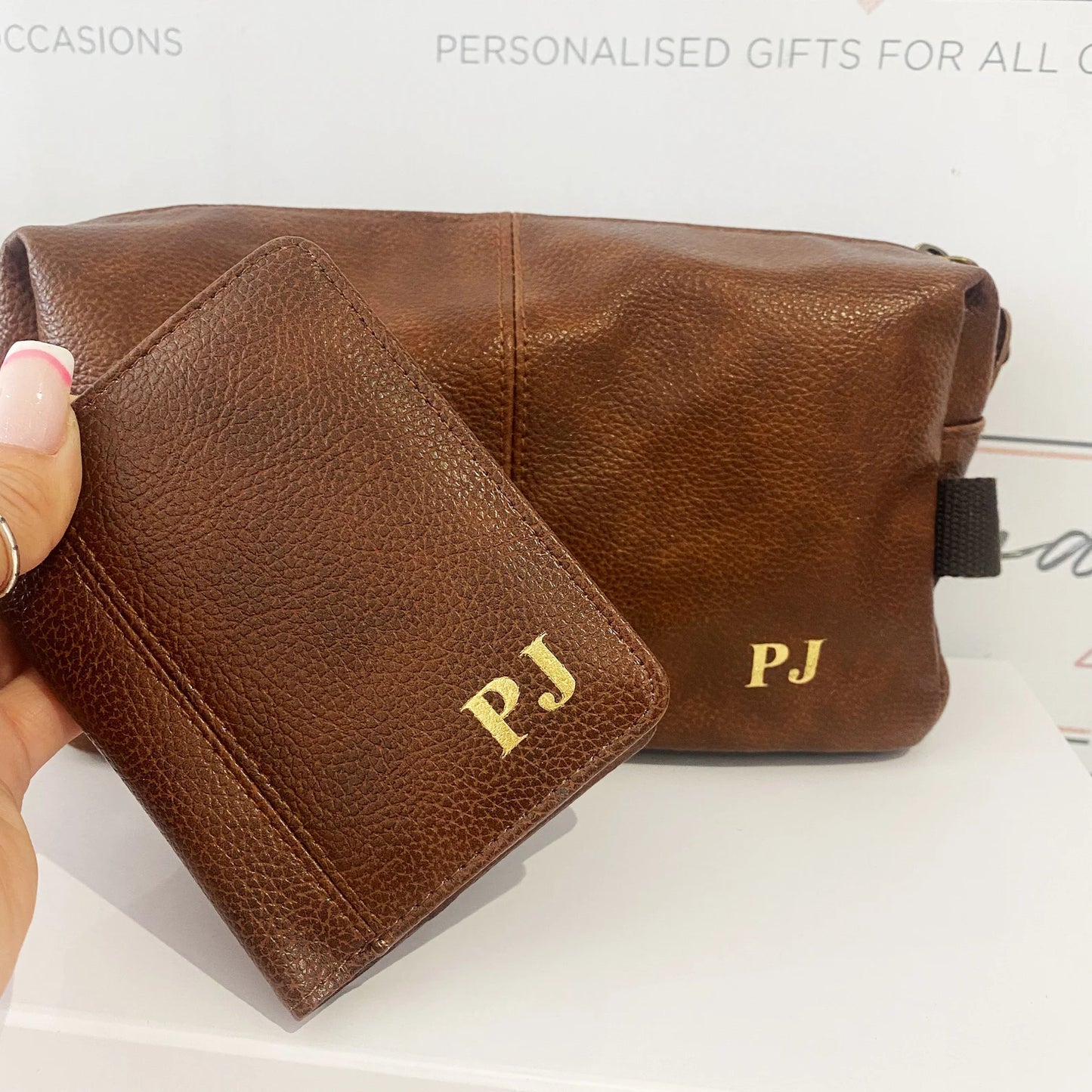 Personalised Mans Wash Bag & Wallet