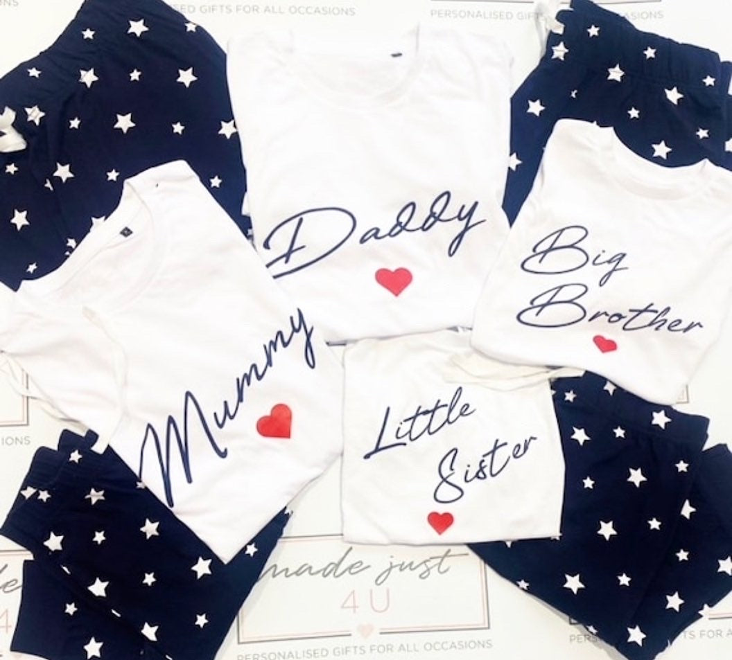 Family Name Valentines Pjs Personalised with Names