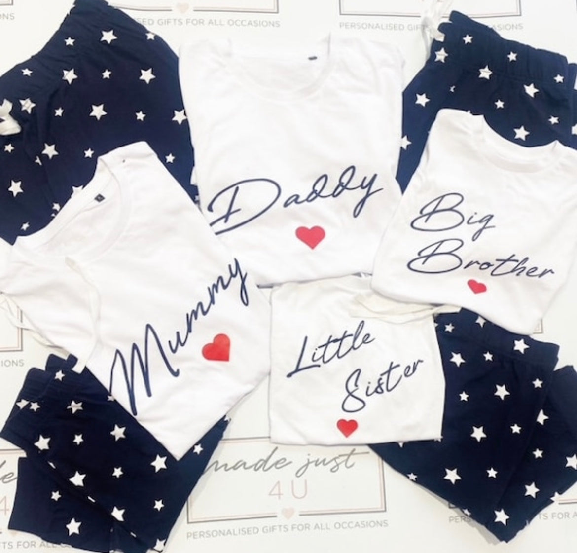Family Name Valentines Pjs Personalised with Names