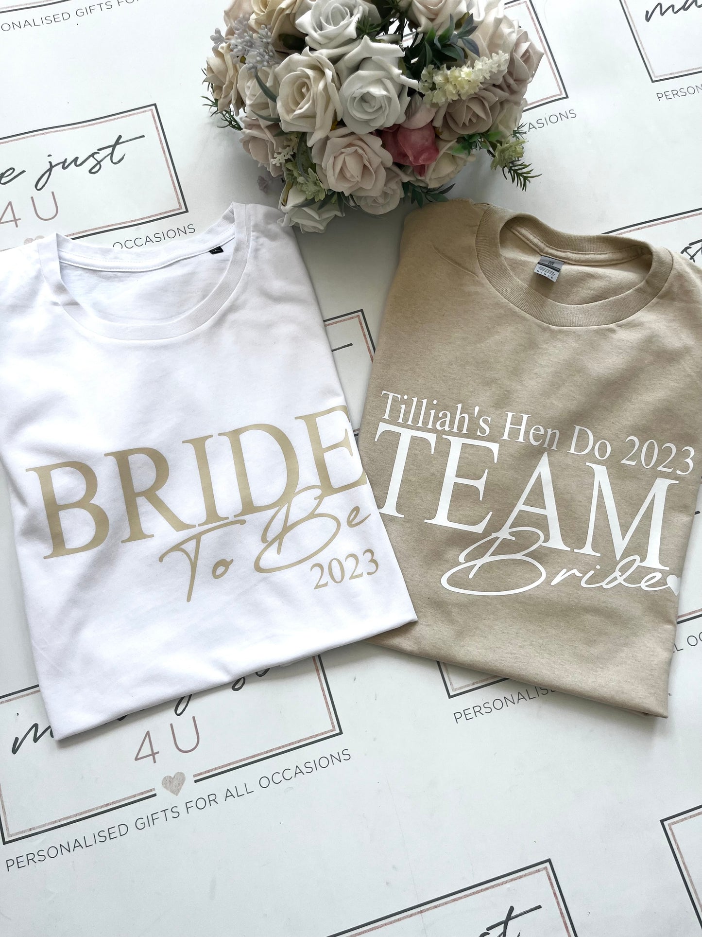 TEAM BRIDE Personalised  Hen T-Shirt