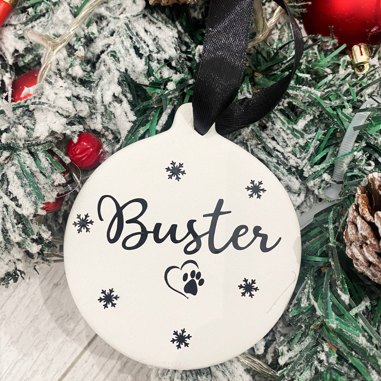 Personalised Dog Ornament - Christmas Decorations - Hanging Ceramic Bauble Decoration 9cm