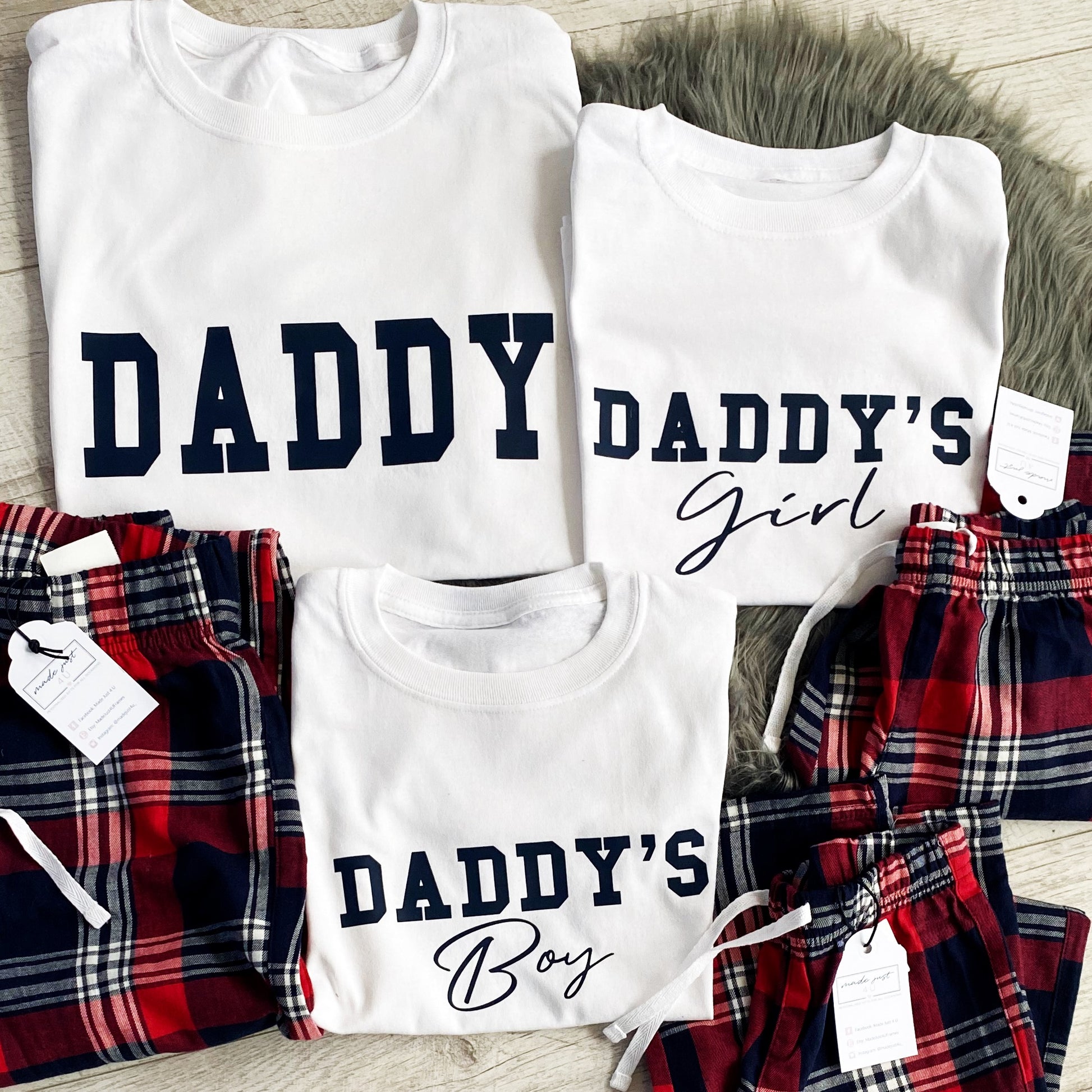 Daddy, Daughter & Son Pyjamas  FAMILY Lounge Personalised Family Pyja –  Made Just 4 U