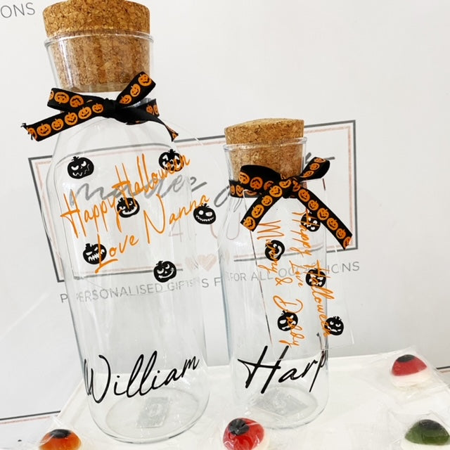 Glass Halloween Cork Top Jars