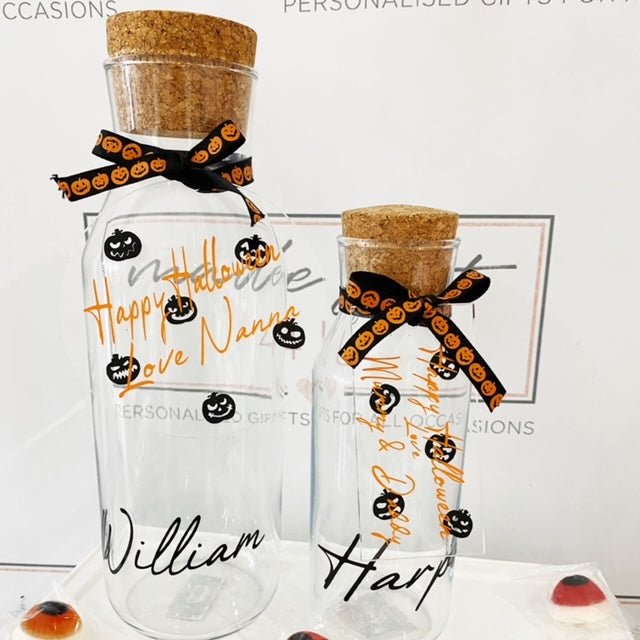 Glass Halloween Cork Top Jars