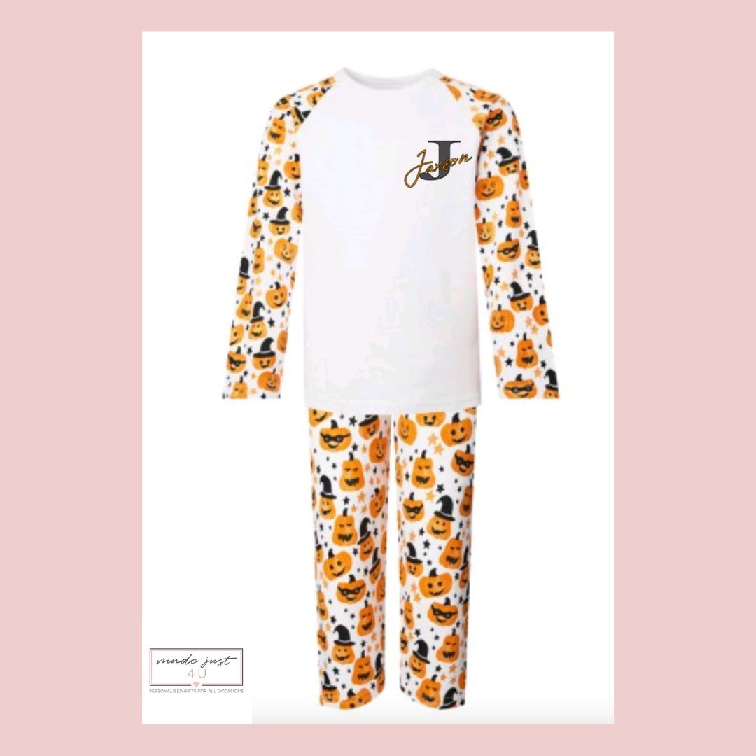 Halloween Pumpkin Print Long Raglan Sleeve Pyjama Set